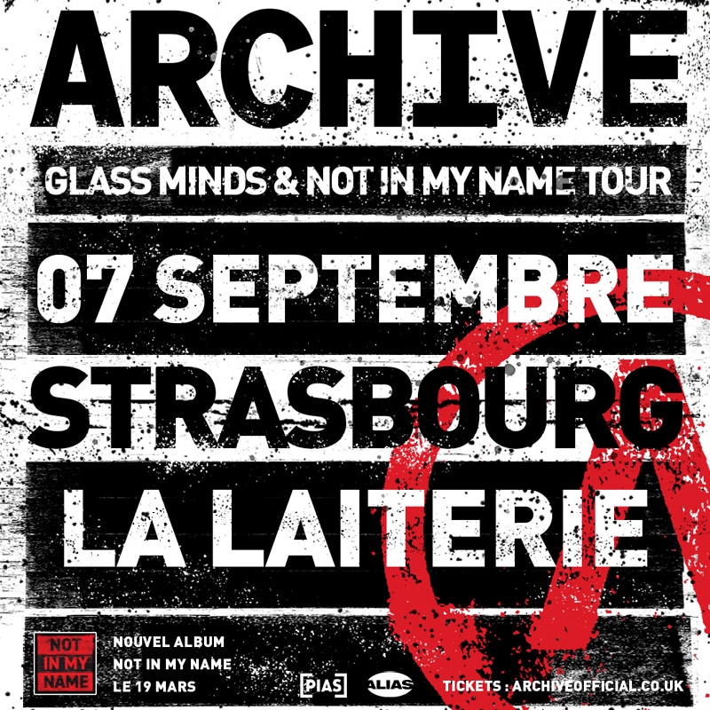 Affiche du concert d'Archive à La Laiterie, à Strasbourg, le 7 septembre 2027